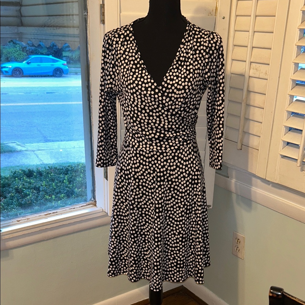 Annalee + Hope Black and White Polka Dot Long Sleeve Dress